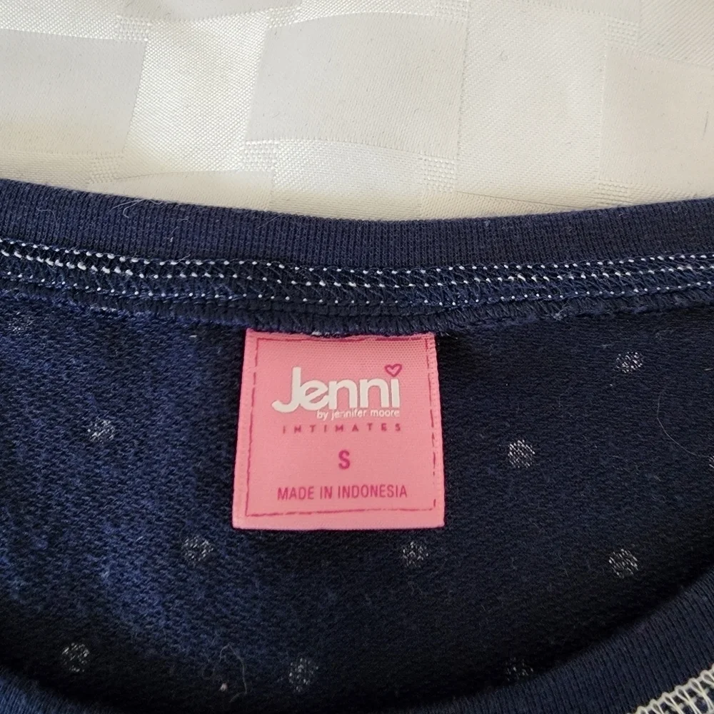 Jenni Intamates Sleepware Blue Short Sleeve Polka Dot Top Size S
